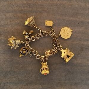 1950s 1960s gold tone charm bracelet